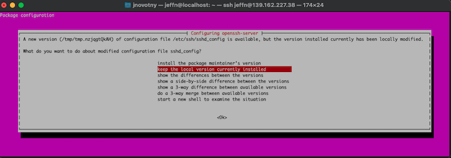 Ubuntu SSH Configuration Pop-up Ubuntu SSH Configuration Pop-up